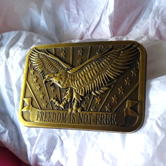 Freedom is Not Free Patriotic Americana Belt Buckle, 3" x 2" approximately - Picture 1 of 3